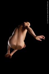 Nude Man White Muscular Bald Hyper angle poses Realistic